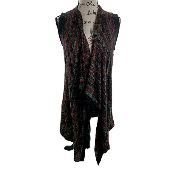 Bob Timley Wool Blend Boho Cardigan Open Waterfall Aztec Casual Knit Size XS - Picture 1 of 9